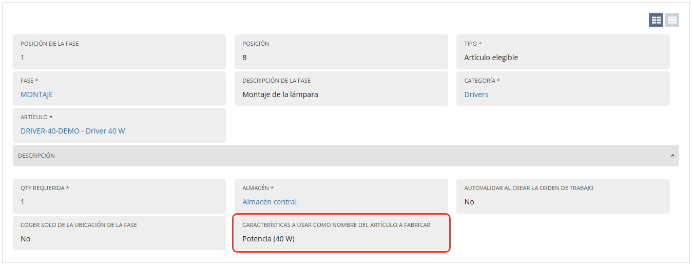 Línea del escandallo del driver de 40 W con la característica potencia 40 W marcada para el nombre del intermedio