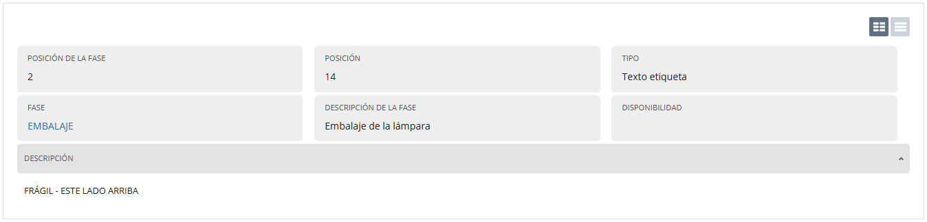 Línea de escandallo de tipo texto etiqueta con el texto frágil, este lado arriba