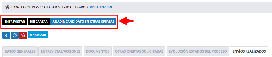 Botones de la ficha de la candidatura